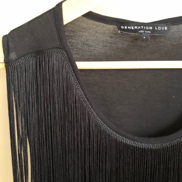 GENERATION LOVE Black Fringe Tank Top Sz Small - Picture 6 of 10